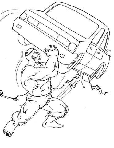 Hulk Throwing The Car Coloring Page